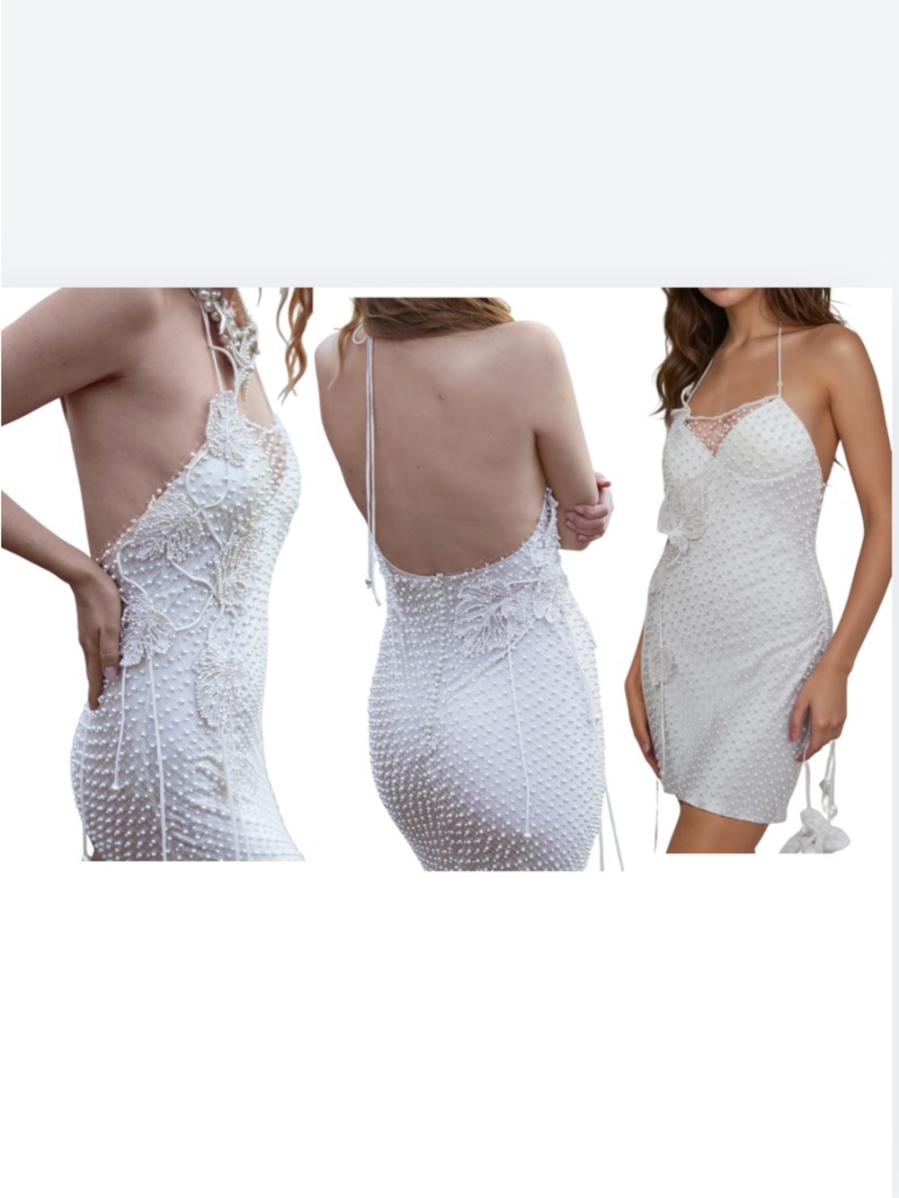 Hermione de Paula Archive Silk Monstera Pearl Net Mini Dress